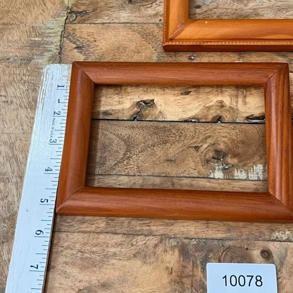 Set Of Three Solid Wood Picture Frames No Glass Light Brown Tone